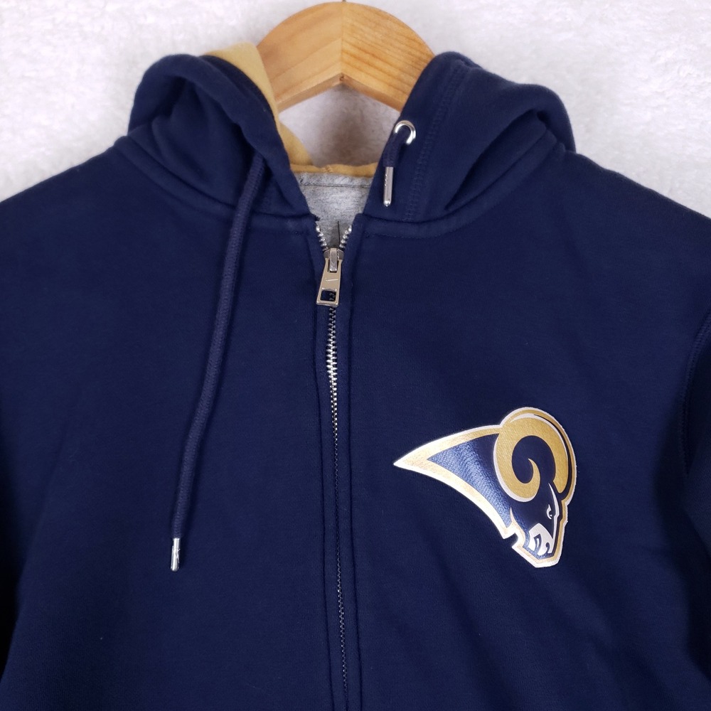 Nike Rams Full Zip Hoodie Mens XL NFL Team Apparel Navy Blue Fleece Swoosh - Picture 2 of 8